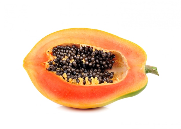 Ripe papaya isolated on a white surface