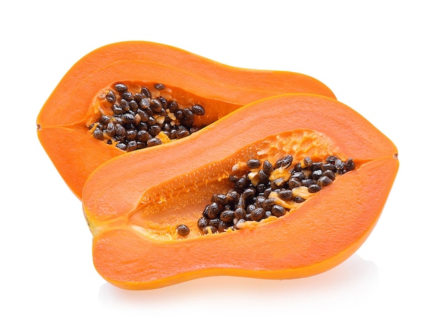 Ripe papaya isolated on a white