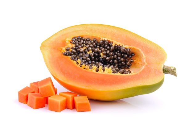 Ripe papaya isolated on a white