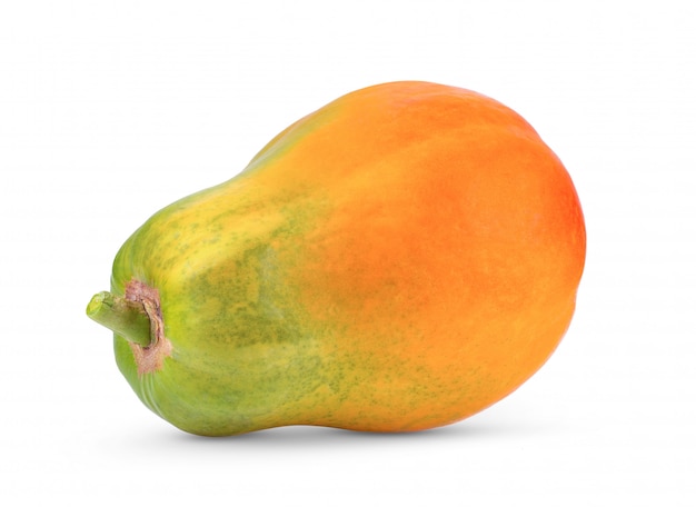 Ripe papaya on white