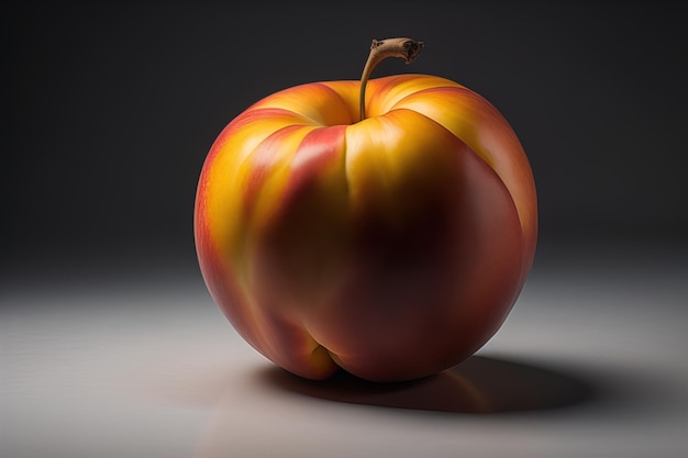 Ripe peach on a dark background generative ai