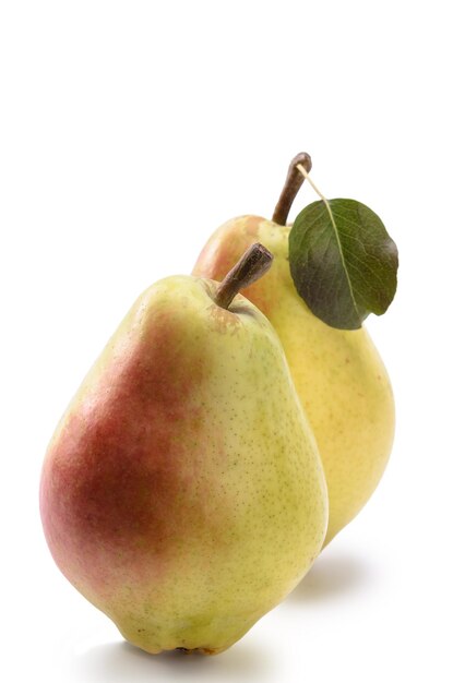 ripe pear fruits on white background with soft shadow