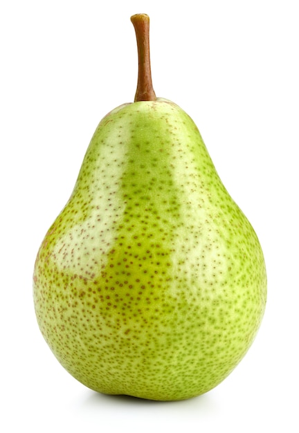 Ripe pear on white background. One fresh pears.