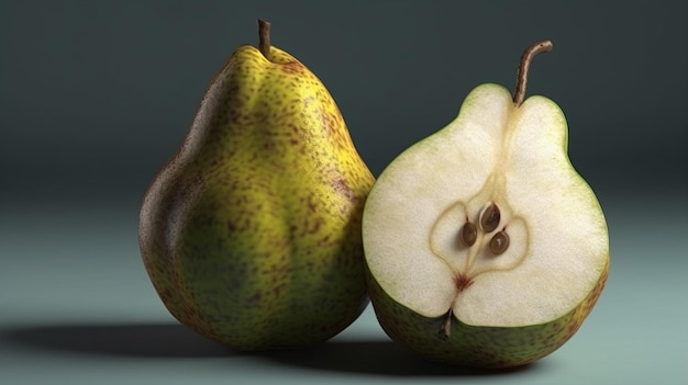Ripe pears on a wooden tablegenerative ai