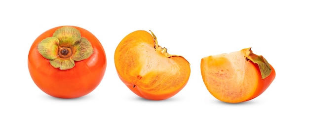 Ripe persimmons isolated on white background