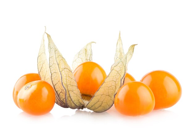 잘 익은 physalis 흰색 배경에 고립