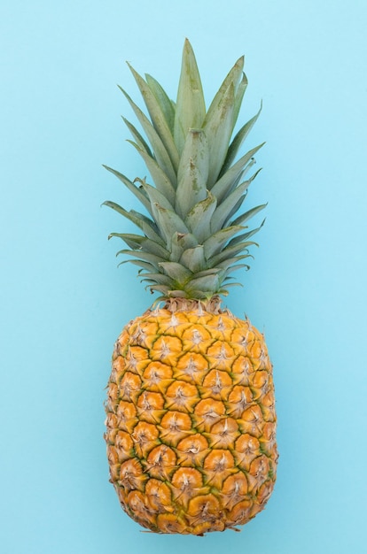 Ripe pineapple on a blue background