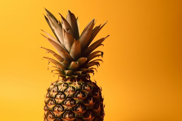 Ripe pineapple isolated on yellow background exotic fruit low in calories loaded with nutrients and antioxidants can be consumed in variety of ways or added to your diet ingredient for making juice