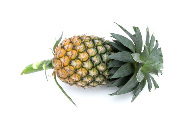 Ripe pineapple on white background. healthy pineapple fruit food isolated