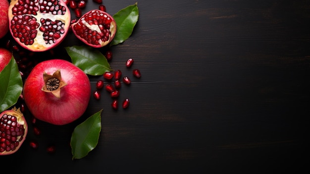 Ripe pomegranate for cooking flat lay