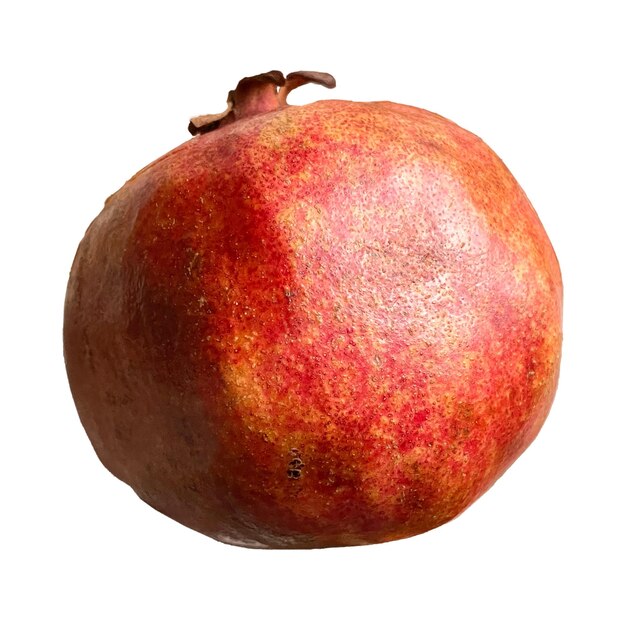 Ripe pomegranate in different poses on a white background