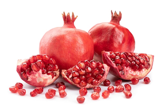 Ripe pomegranate fruit isolated on white background