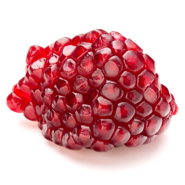 Ripe pomegranate fruit segment isolated on white background cutout