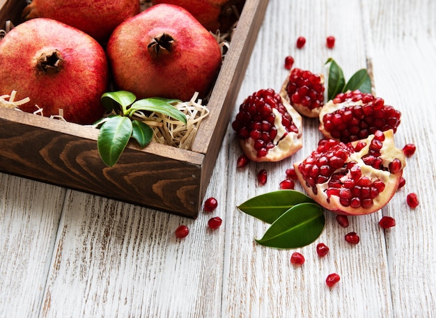 Ripe pomegranate fruits