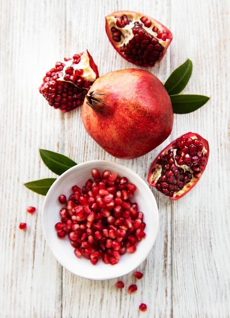 Ripe pomegranate fruits