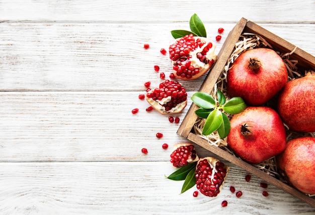 Ripe pomegranate fruits