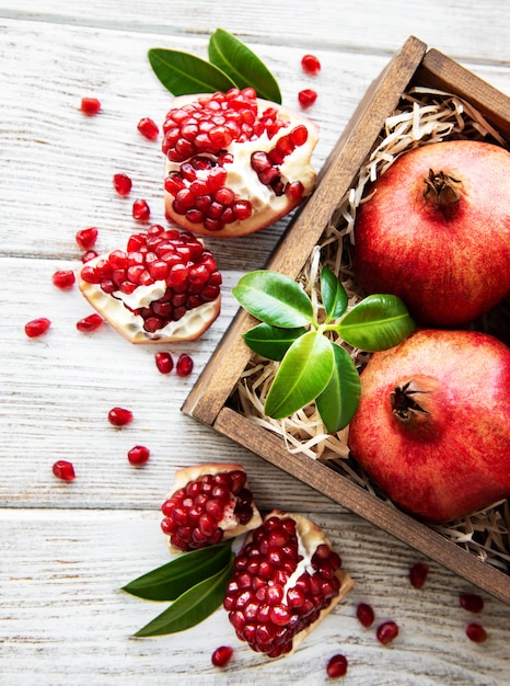 Ripe pomegranate fruits