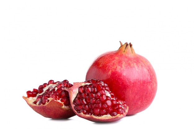 Ripe pomegranates isolated