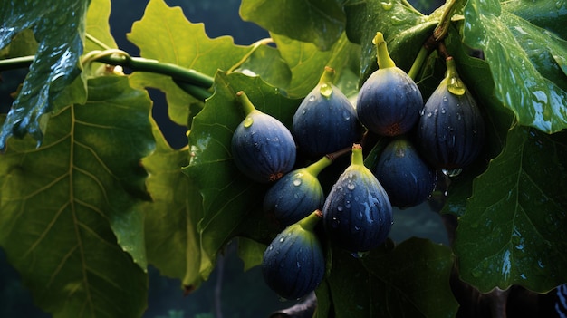 ripe purple figs on a tree