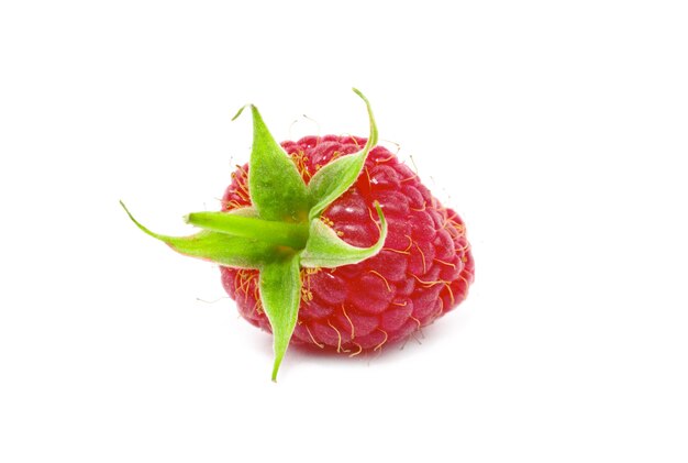 Ripe raspberries isolated on white background