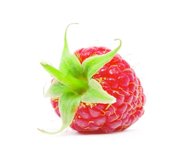 Ripe raspberries isolated on white background