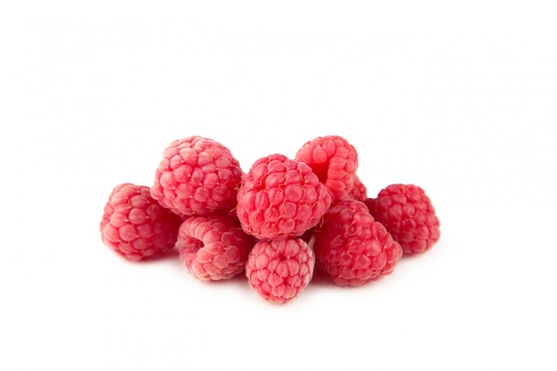 Ripe raspberries isolated on white