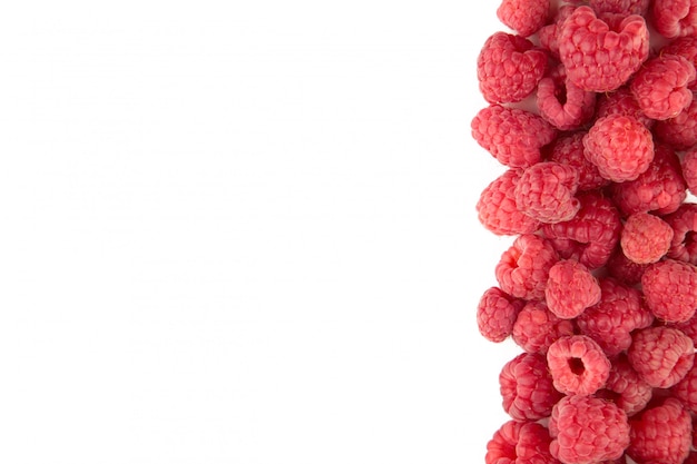 Ripe raspberries isolated on white