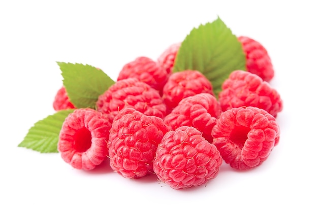 Ripe raspberries isolated