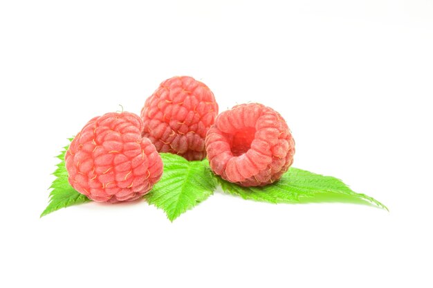 Ripe raspberries isolated