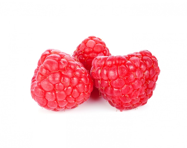 Ripe raspberries isolated 