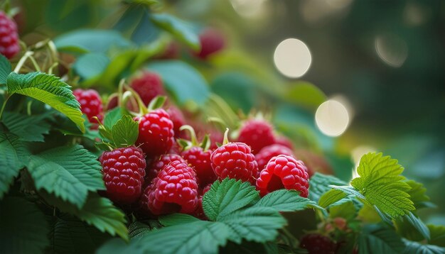 Photo ripe raspberries raspberry branch closeup sai generated