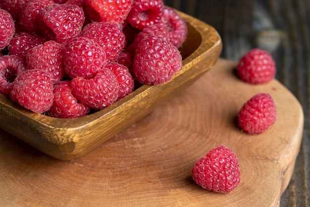 Ripe raspberries on the table