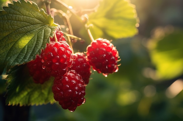 Ripe Raspberry Branch