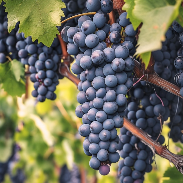 Зрелые и готовые кластеры винограда Cabernet sauvignon на винограднике для социальных сетей