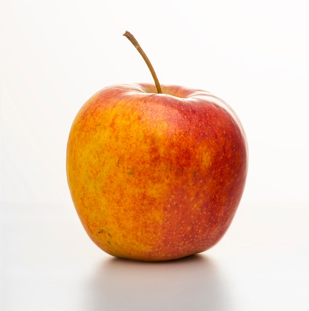 Ripe red apple on white background.