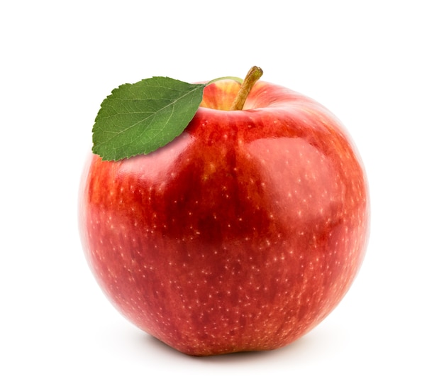 Ripe red apple on a white background