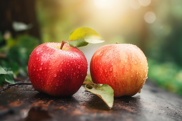 Ripe Red Apples Hanging on a Branch