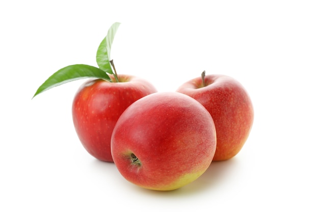 Ripe red apples isolated on white