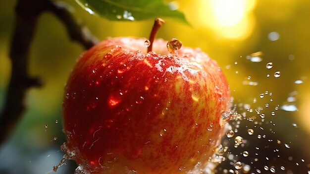 Ripe red apples on the tree