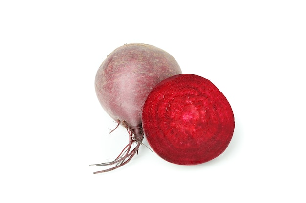 Ripe red beet isolated on white background