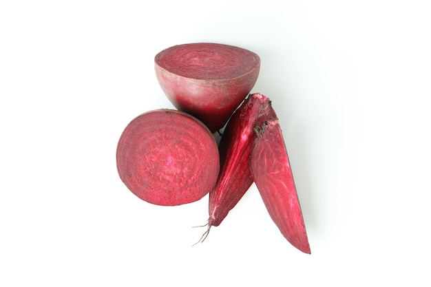 Ripe red beet isolated on white background