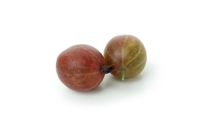 Ripe red gooseberry isolated on white background