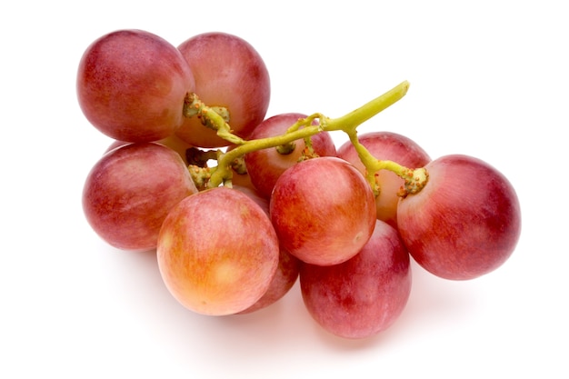 Ripe red grape isolated on white.