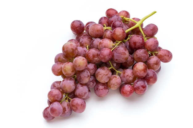 Ripe red grape isolated on white.