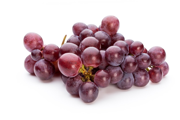 Ripe red grape isolated on white.