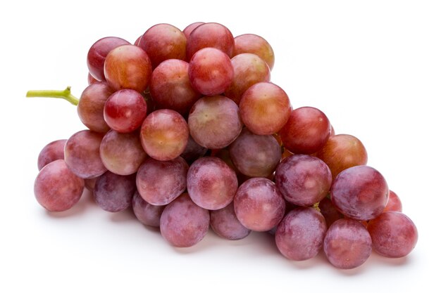 Ripe red grape isolated on white.