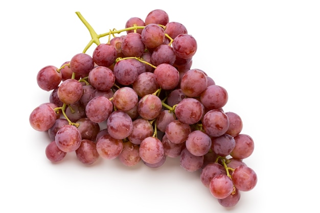 Ripe red grape isolated on white.