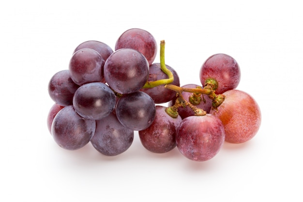 Ripe red grape isolated on white.