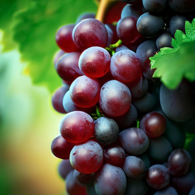 Ripe red grapes on vine almost ready for harvest