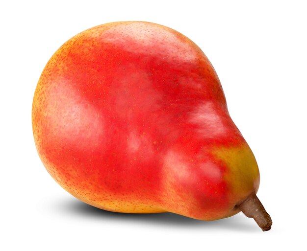 Ripe red pear on white